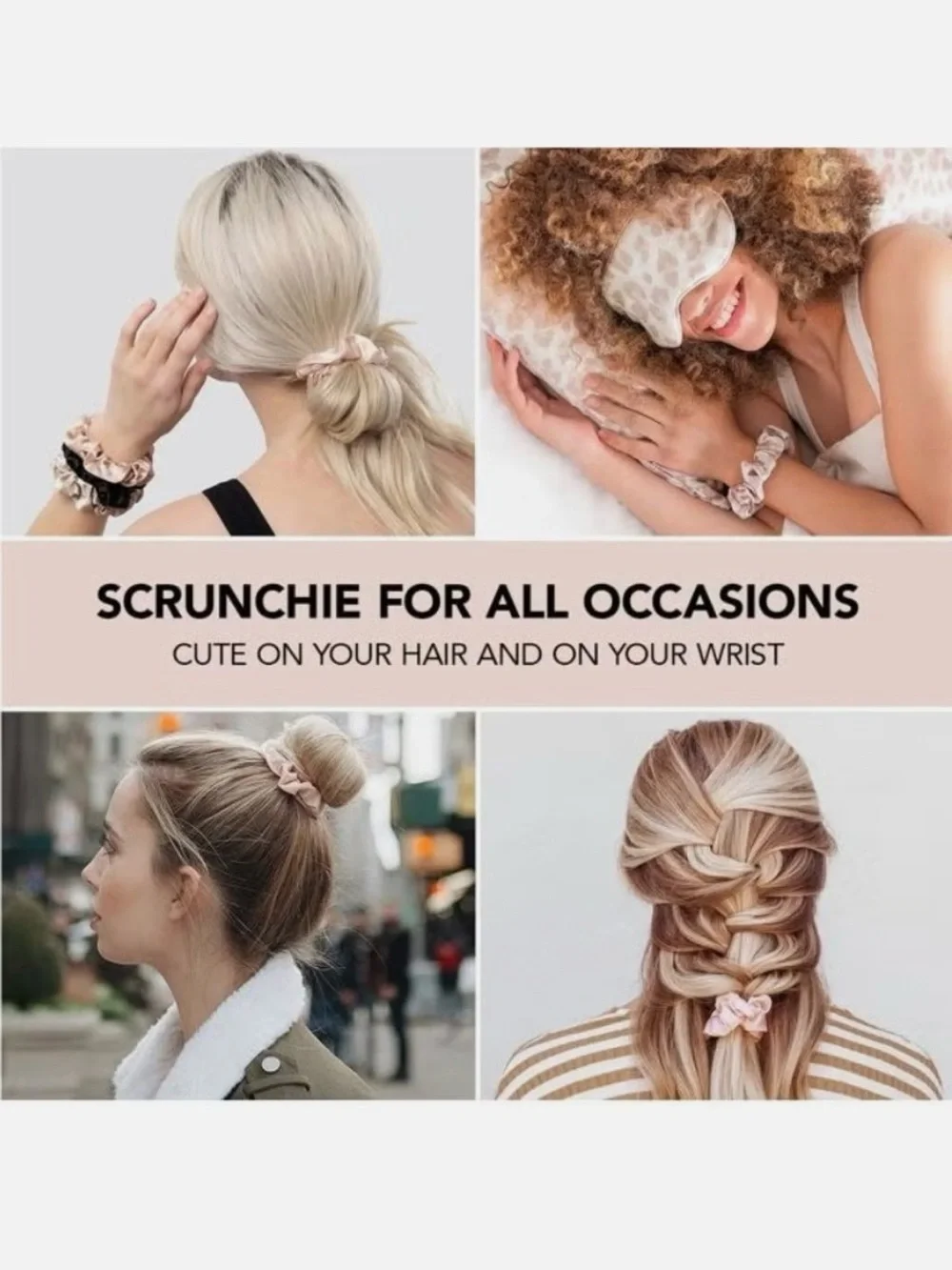 Kitsch Satin Scrunchies - Blush Pink (5 Pack)